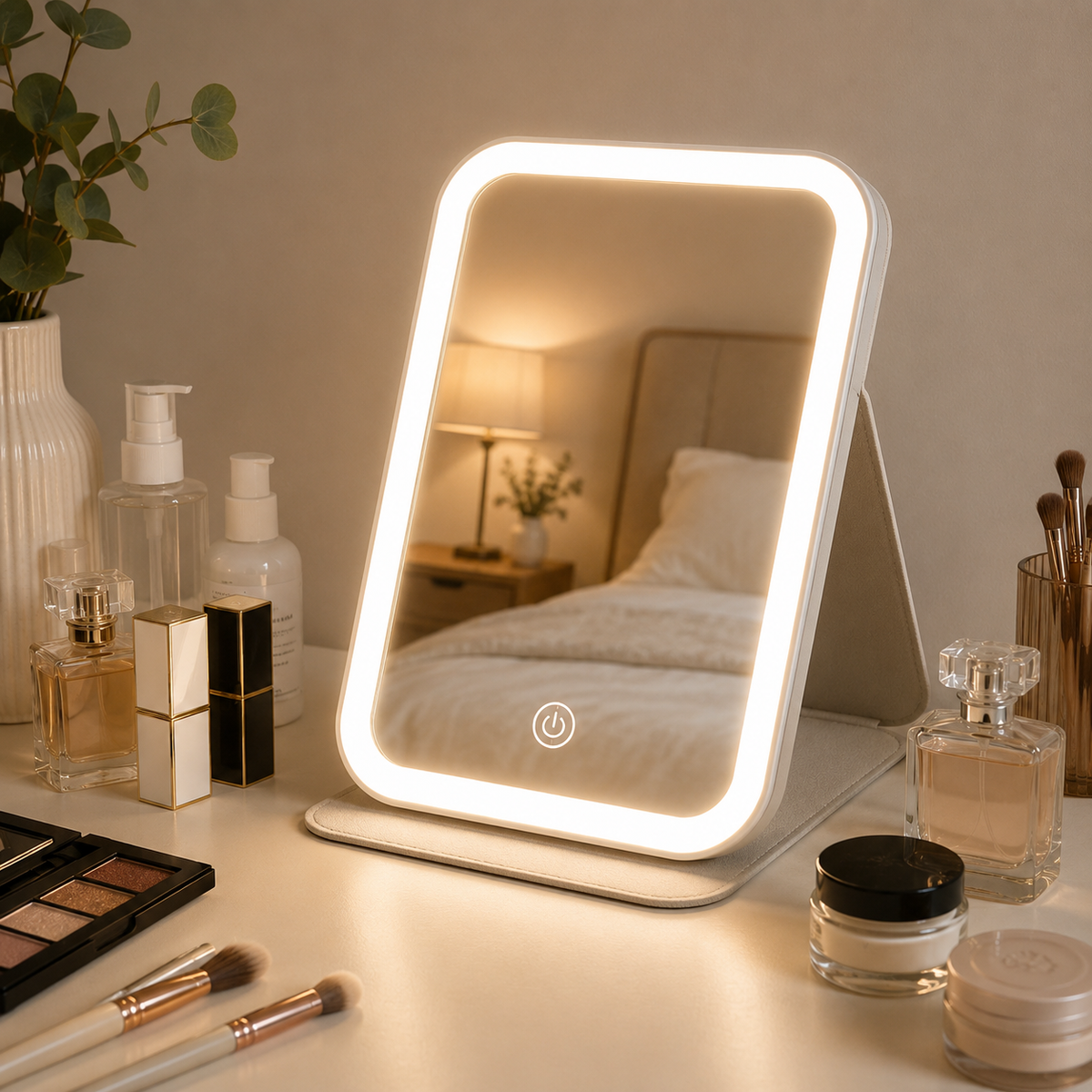 Espejo Con Luz Led 3 Modos Iluminación Maquillaje Recargable