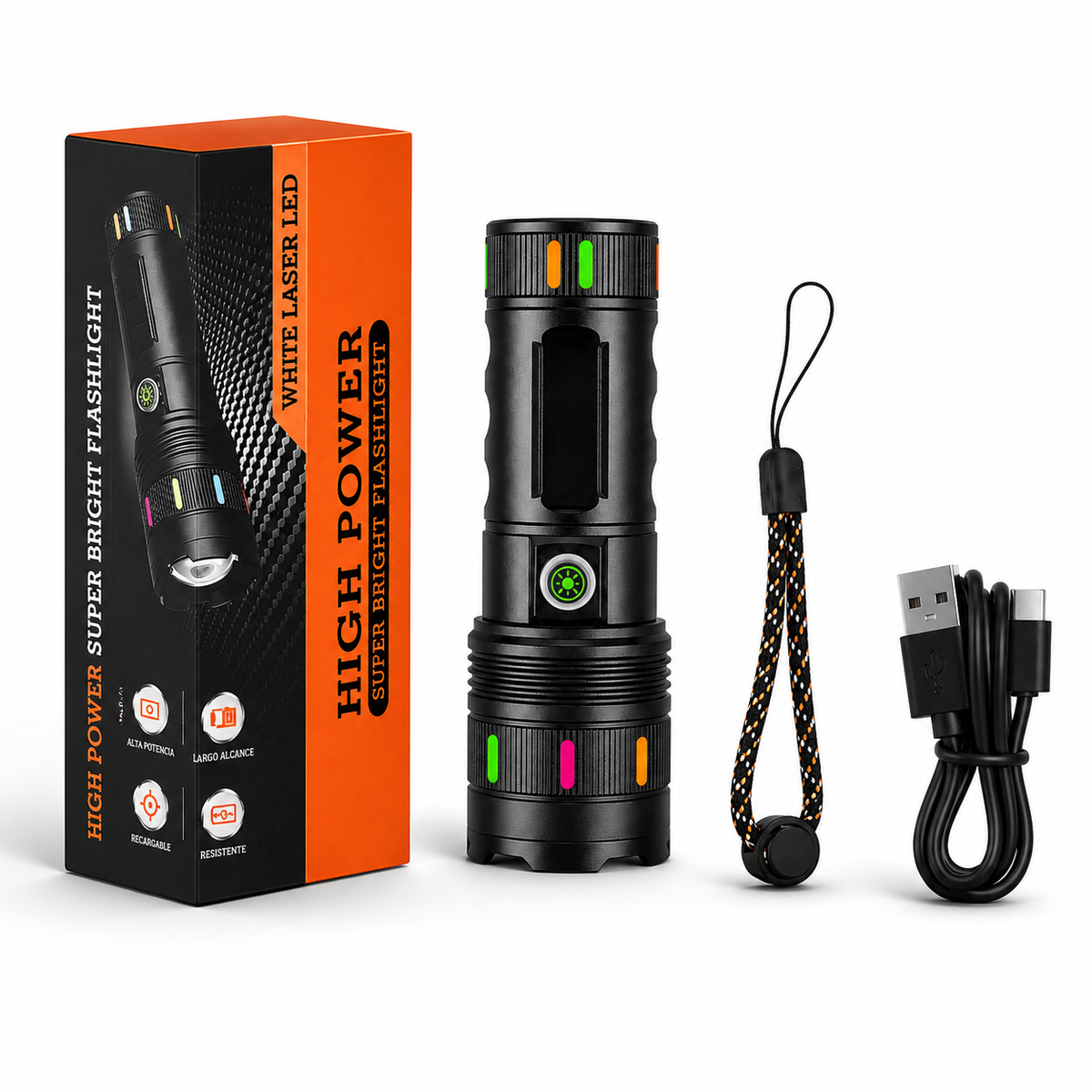 Linterna Led Luzen Recargable Usb Zoom Táctica Militar Pro